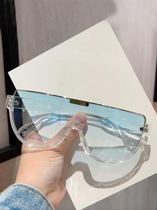 Summer Trendy Shield Frame Sunglass Trends 2024 for Women, Personality Semicircle Glasses, Rich Girl Accessories for Outdoor Beach Back To School Activities