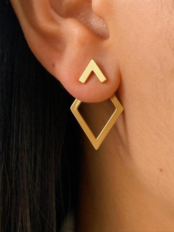 Women's Elegant Geometric Design Ear Jacket, Exquisite Trendy Ear Jewelry, Fashionable Jewelry for Women & Girls for Daily & Party Decoration