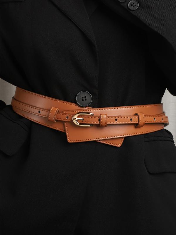 Women's 2024 New Stylish PU Buckle Belt, Adjustable Minimalist Wide Belts, Fashionable Decorative Belt for Daily Outfits