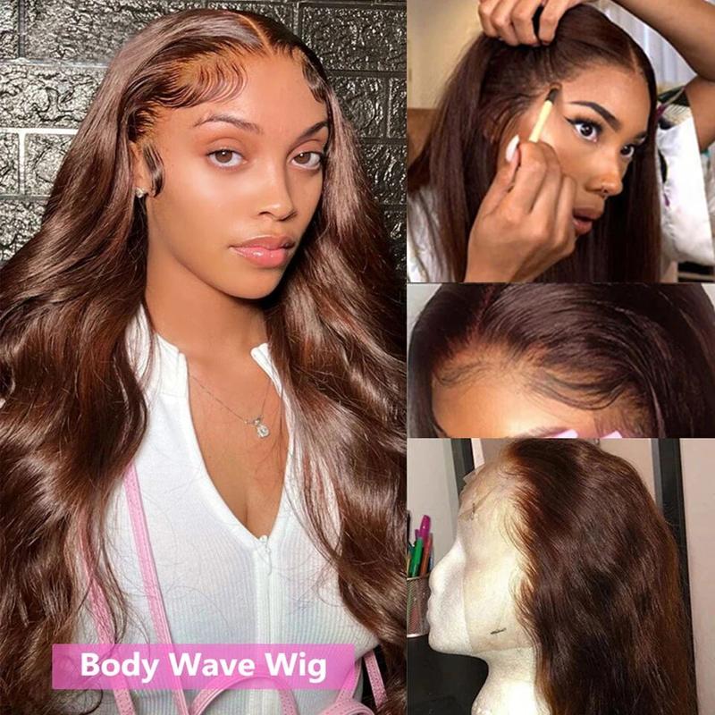 [Black Friday Big Sles]]Body Wave Chocolate Brown Lace Front Human Hair Wigs For Women 13x4 13x6 Hd Lace Frontal Wig Brazilian Human Hair Wig Ready To Wear 5x5 Glueless Wavy Brown Closure Hair Wig