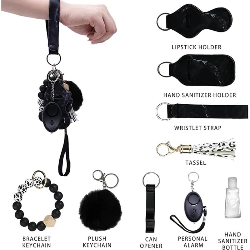 Safety Keychain Set for Women, Bracelet Wristlet Strap Keychain with Personal Alarm and Accessories Kit, Gifts for Women and Girls Mother's Day Gift Valentine's Day Present