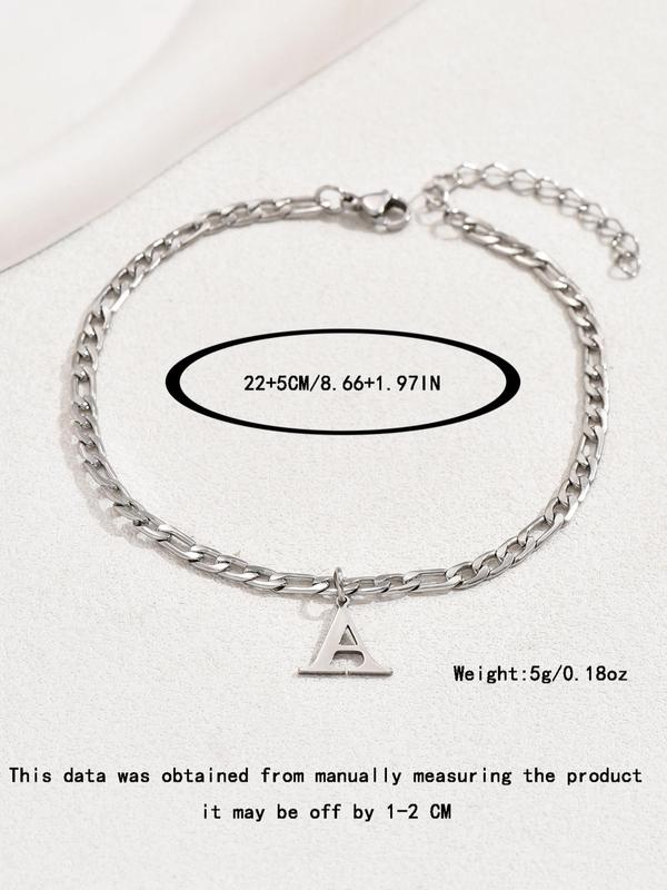 Women's Elegant 26 Letter Charm Anklet, Vintage Trendy Minimalist Anklet, Chic Retro Jewelry for Girlfriend As Valentines Gift