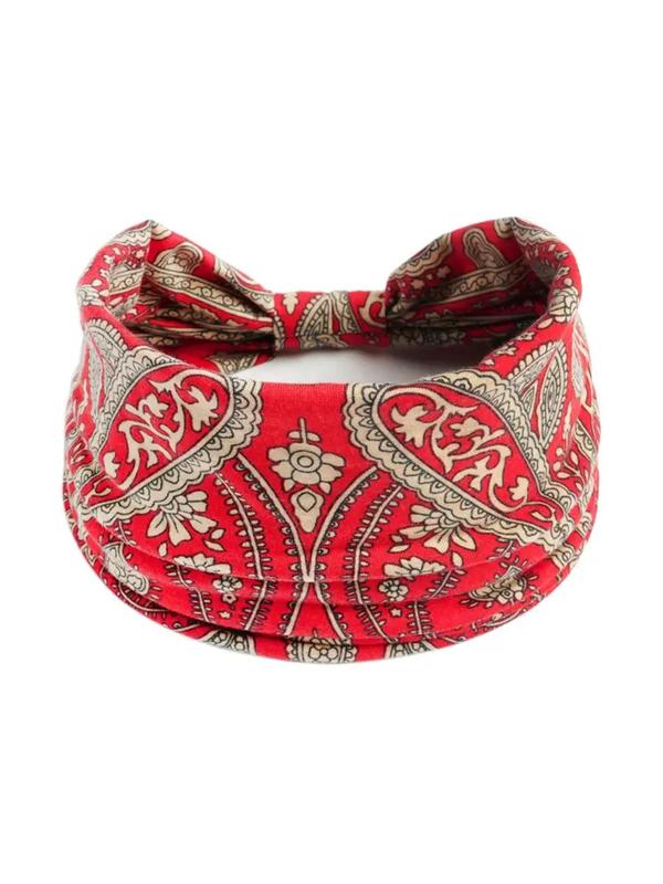 Boho Floral Print Knot Design Sports Hair Band, Pickleball & Tennis Clothes, 4 Counts Elastic Wide Band Hair Band, Hair Bands for Women, Summer Sports Hair Accessories for Running, Gym, Yoga