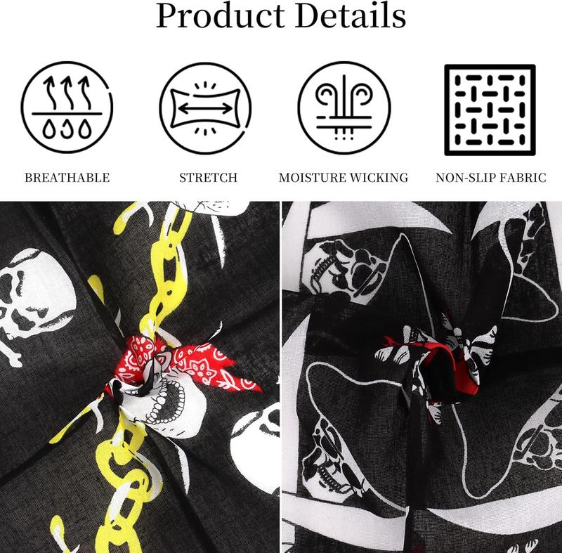 Cotton Pirate Bandana for Men Bandanas for Men Skull Bandana Pirate Party Costume Handkerchief  Headband