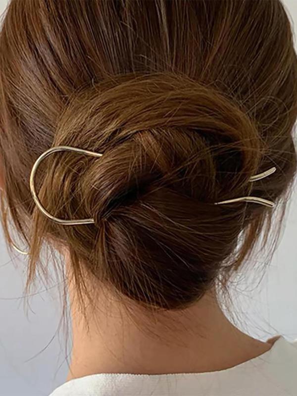 Women's Simple Style Plain Color Hair Pin, Casual Trendy U Shaped Hair Pin, Hair Accessories For Party & Daily Use