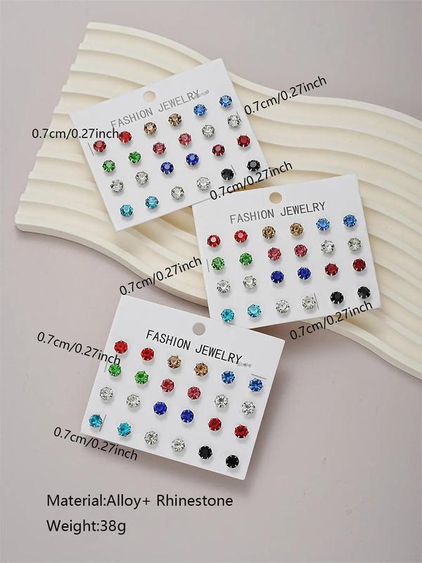 12 24 36 Pairs Irregular Size Rhinestones Decor Stud Earrings for Party,  Luxury Jewelry, Summer 2024 Elegant Trendy Stud Earrings, Women Jewelry Accessories for Party & Daily Decoration