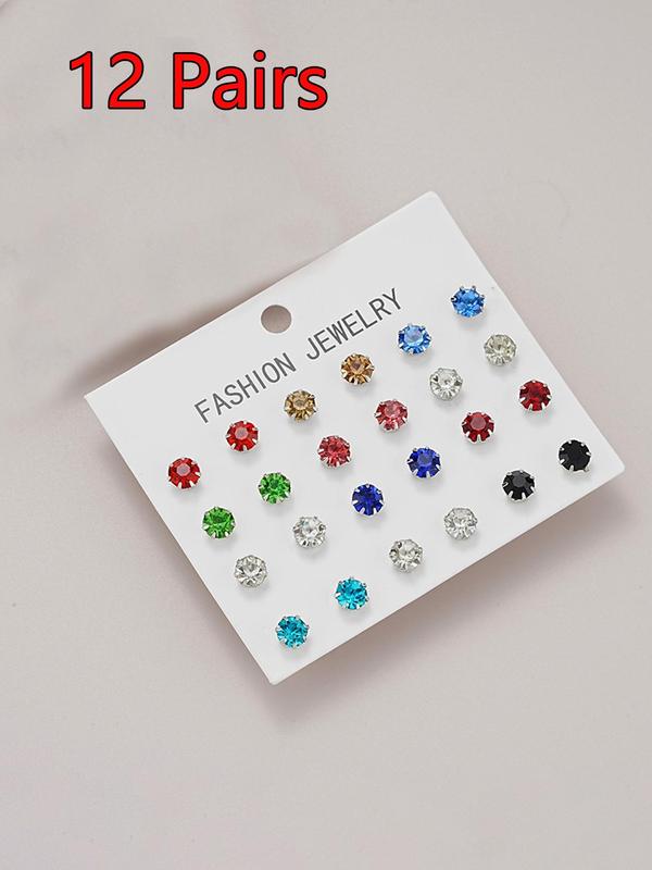 12 24 36 Pairs Irregular Size Rhinestones Decor Stud Earrings for Party,  Luxury Jewelry, Summer 2024 Elegant Trendy Stud Earrings, Women Jewelry Accessories for Party & Daily Decoration