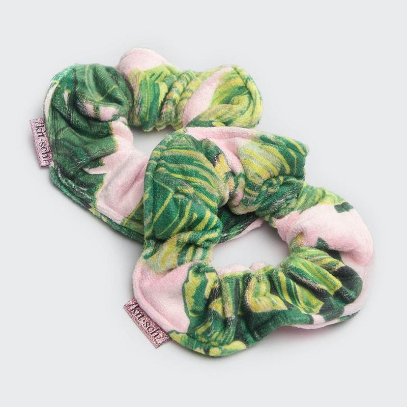 Microfiber Quick-Dry Towel Scrunchies 2pc - Palm Print