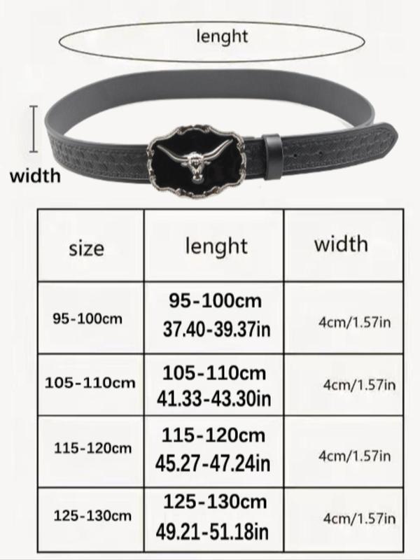 Western Cow Head Design PU Buckle Belt, Fashionable Animal Decor Belt for Men & Women, Trendy All-match & Exquisite Belt for Birthday Gift