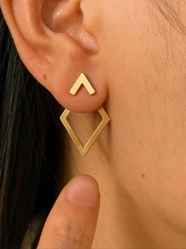 Women's Elegant Geometric Design Ear Jacket, Exquisite Trendy Ear Jewelry, Fashionable Jewelry for Women & Girls for Daily & Party Decoration