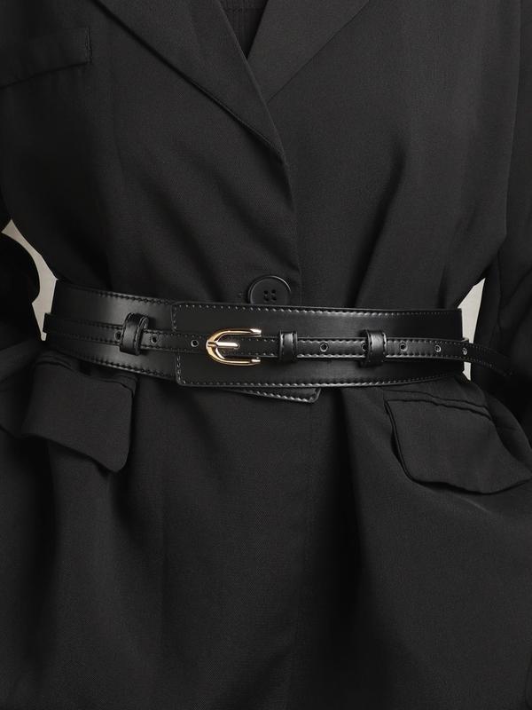 Women's 2024 New Stylish PU Buckle Belt, Adjustable Minimalist Wide Belts, Fashionable Decorative Belt for Daily Outfits