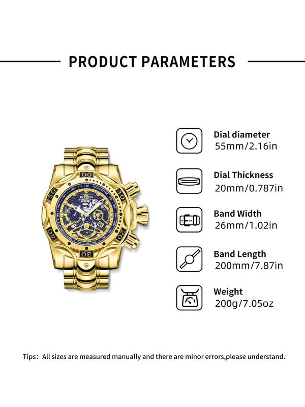 Men's Punk Style Round Dial Quartz Watch, Fashion Watch for Party & Daily Clothing Decor, Trendy All-match Watch for Birthday Gift Watches For Men