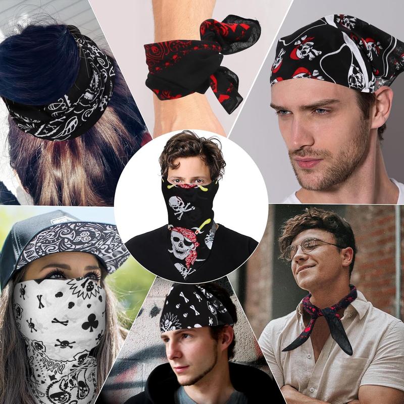 Cotton Pirate Bandana for Men Bandanas for Men Skull Bandana Pirate Party Costume Handkerchief  Headband