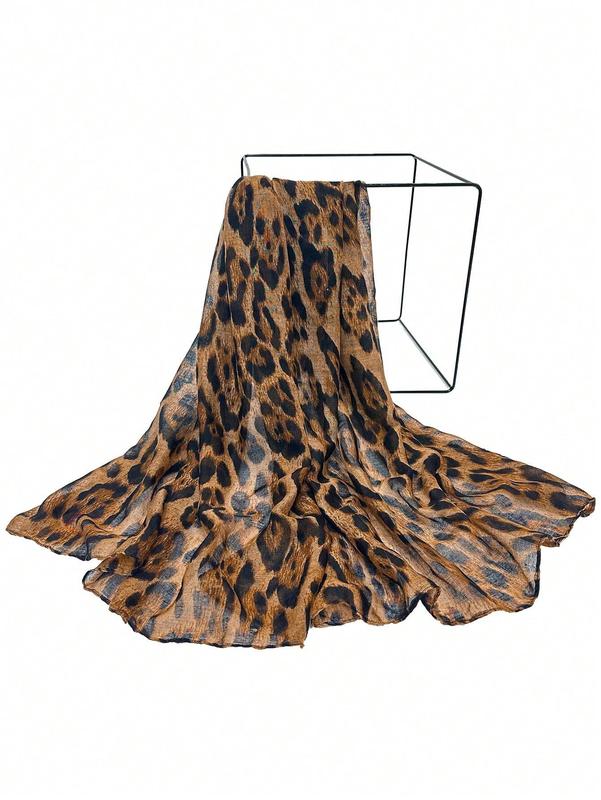 Women's Leopard Print Batik-Style Soft Lightweight Scarf Shawl for Daily Commuting & Outdoor Wear Accessories