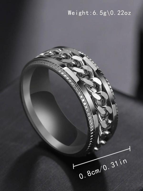 Unisex Chain Stainless Steel Chain Decorative Ring, Fashionable Punk Style Chain Decor Ring, Street Style Hip Pop Ring for Both Men & Women for Gift