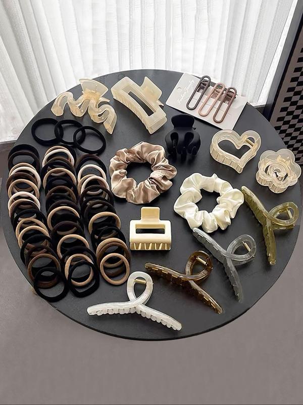 2024 New Style Mixed Hair Accessories Set, Including Hair Clips & Hair Ties & Hair Claws Set, Simple Hair Accessories for Women, Hairstyles Ideas for Girls