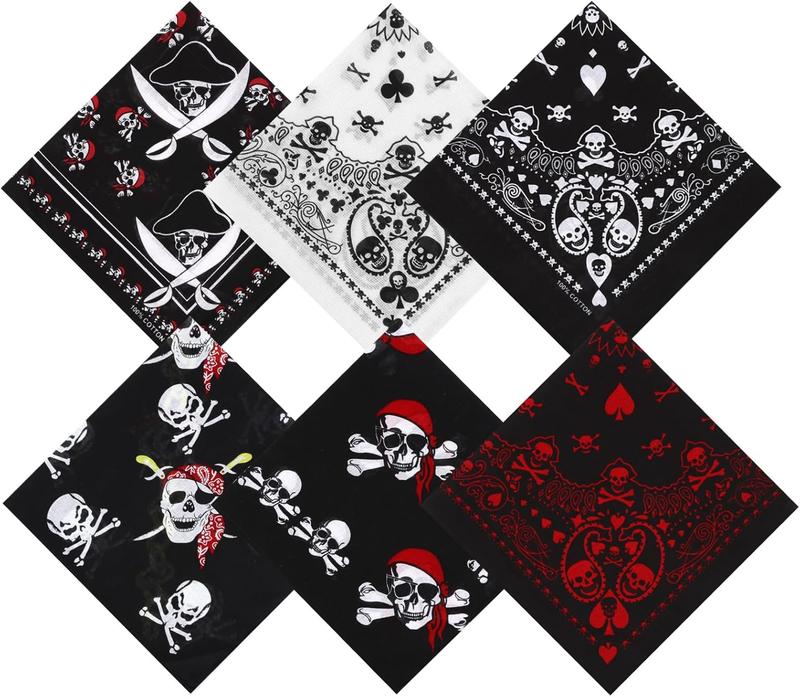 Cotton Pirate Bandana for Men Bandanas for Men Skull Bandana Pirate Party Costume Handkerchief  Headband