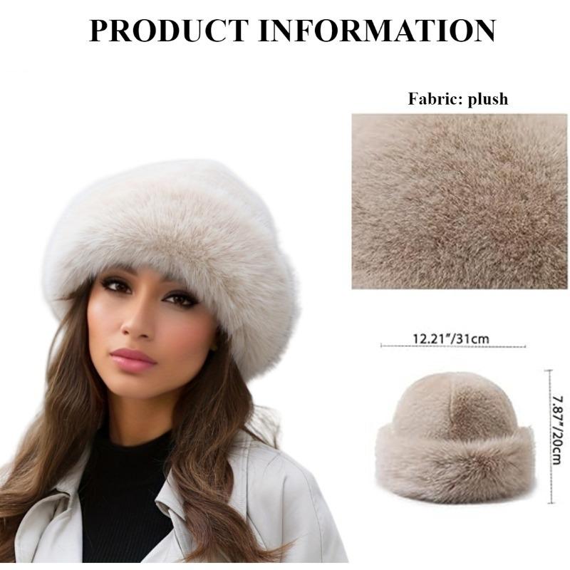 LEDAOU Women's Autumn And Winter Plush Knitted Hat, Luxurious Women’s Faux Mongolian Hat, Comfortable Warm Earmuffs, Casual Outdoor Fisherman Hat