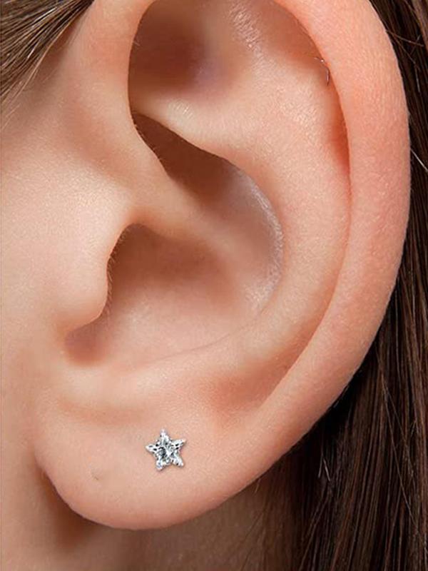 2pcs set Unisex Rhinestone Decorated Nose Studs, Stainless Steel Nose Ring, Body Jewelry for Party & Daily Clothing Decor