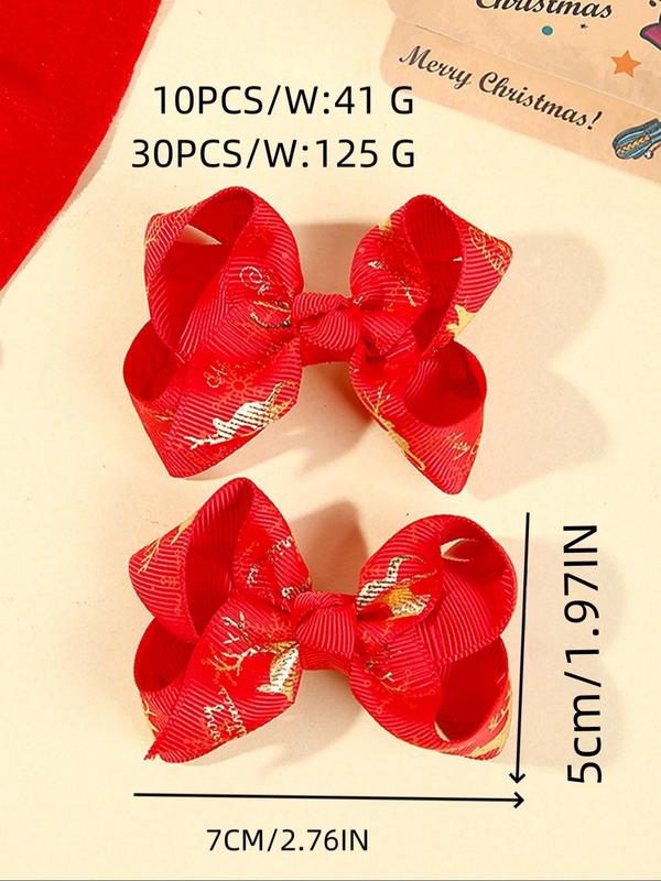 Random Pattern Christmas Themed Bow Decor Hair Clip, Cute Hair Accessories for Women & Girls, Minimalist Headwear Suitable for Thick Hair