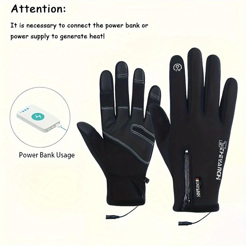 Unisex USB Electric Heating Gloves Black Short Anti-Slip Touch Screen Gloves Winter Warm And Coldproof Zipper Gloves Without Power Bank