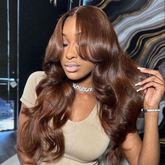 [Black Friday Big Sles]]Body Wave Chocolate Brown Lace Front Human Hair Wigs For Women 13x4 13x6 Hd Lace Frontal Wig Brazilian Human Hair Wig Ready To Wear 5x5 Glueless Wavy Brown Closure Hair Wig