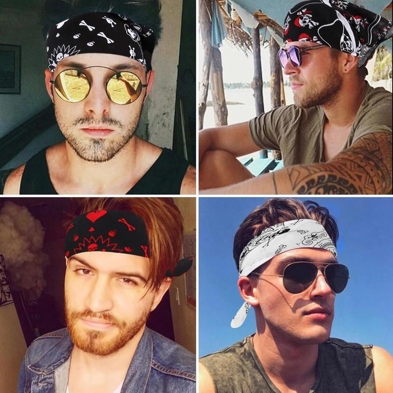 Cotton Pirate Bandana for Men Bandanas for Men Skull Bandana Pirate Party Costume Handkerchief  Headband