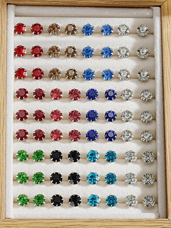 12 24 36 Pairs Irregular Size Rhinestones Decor Stud Earrings for Party,  Luxury Jewelry, Summer 2024 Elegant Trendy Stud Earrings, Women Jewelry Accessories for Party & Daily Decoration