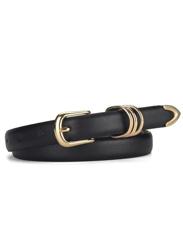 Women's Fashionable Plain Color Buckle Belt, Casual Waistband for Jeans Trousers, Trendy All-match & Exquisite Belt for Birthday Gift