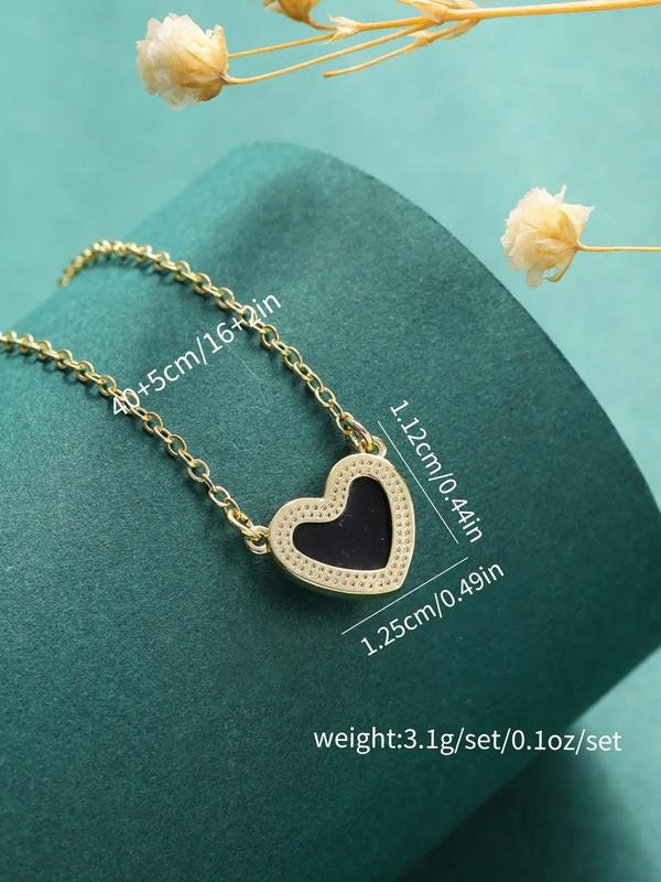 Simple Love Heart Shaped Matching Pendant Necklace for Women for Gift, Heart Charm Necklace, Stainless Steel Jewelry, Casual Streetwear Accessory As Gift for My Girlfriend, I Love My Girlfriend