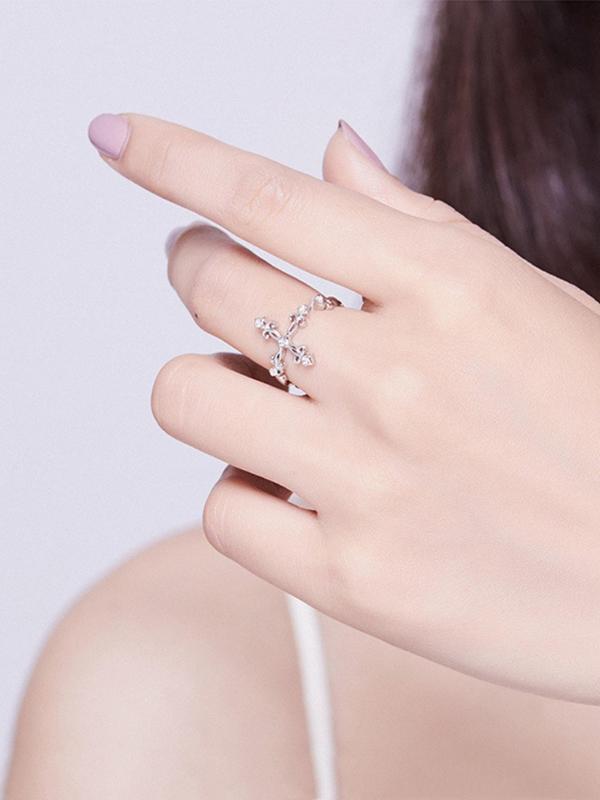 Fashion Easter Cross Promise Rings for Women, Rhinestone Inlaid Decor Engagement Ring, Trendy Elegant Vintage Jewelry for Wedding Party, Fashion Women Accessories As Gift