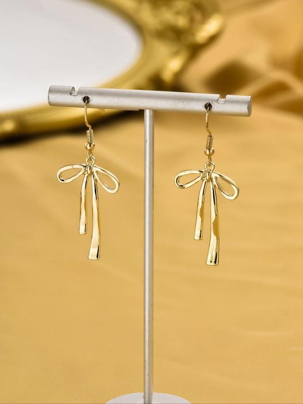 Bow Decor Dangle Earrings, Alloy Jewelry for Party, Daily Clothing Decor, Trendy All-match & Exquisite Jewelry for Birthday Gift