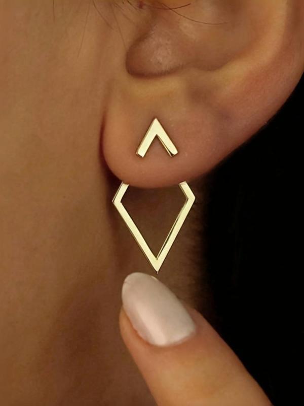 Women's Elegant Geometric Design Ear Jacket, Exquisite Trendy Ear Jewelry, Fashionable Jewelry for Women & Girls for Daily & Party Decoration