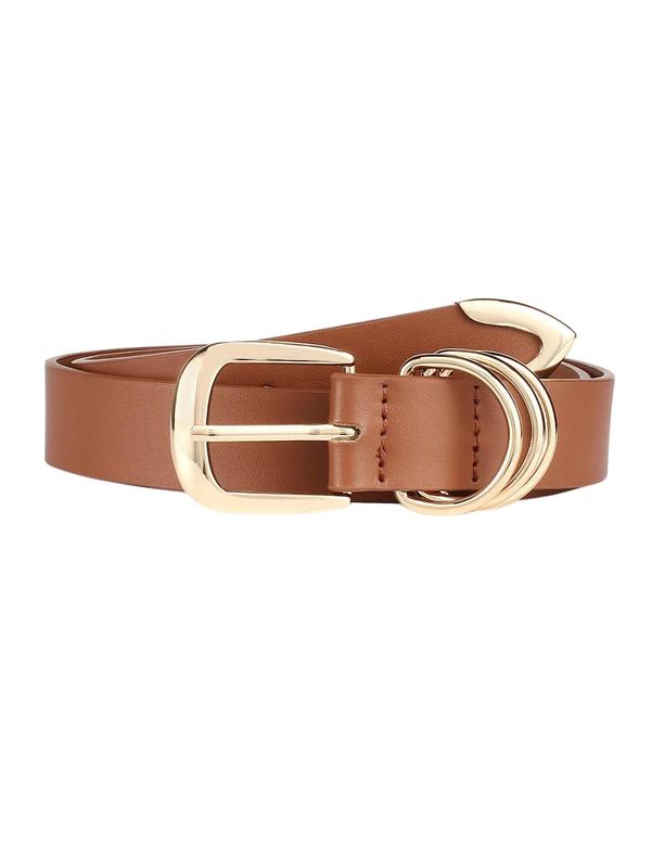 Women's Fashionable Plain Color Buckle Belt, Casual Waistband for Jeans Trousers, Trendy All-match & Exquisite Belt for Birthday Gift