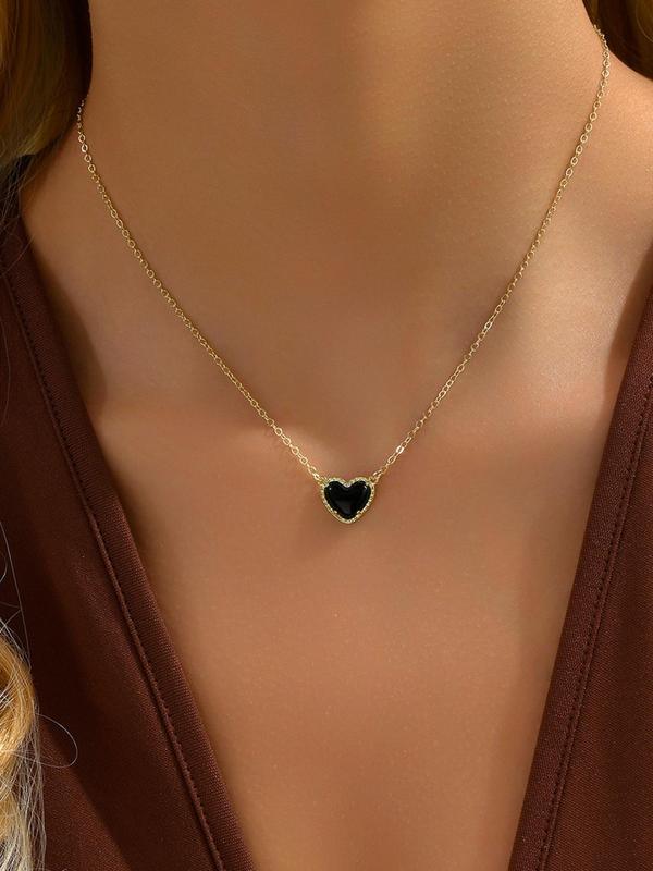 Simple Love Heart Shaped Matching Pendant Necklace for Women for Gift, Heart Charm Necklace, Stainless Steel Jewelry, Casual Streetwear Accessory As Gift for My Girlfriend, I Love My Girlfriend