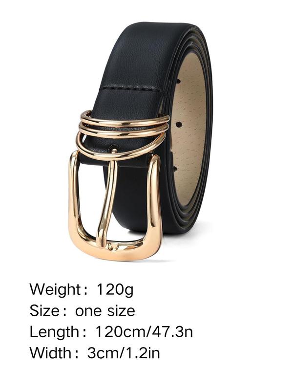 Women's Fashionable Plain Color Buckle Belt, Casual Waistband for Jeans Trousers, Trendy All-match & Exquisite Belt for Birthday Gift