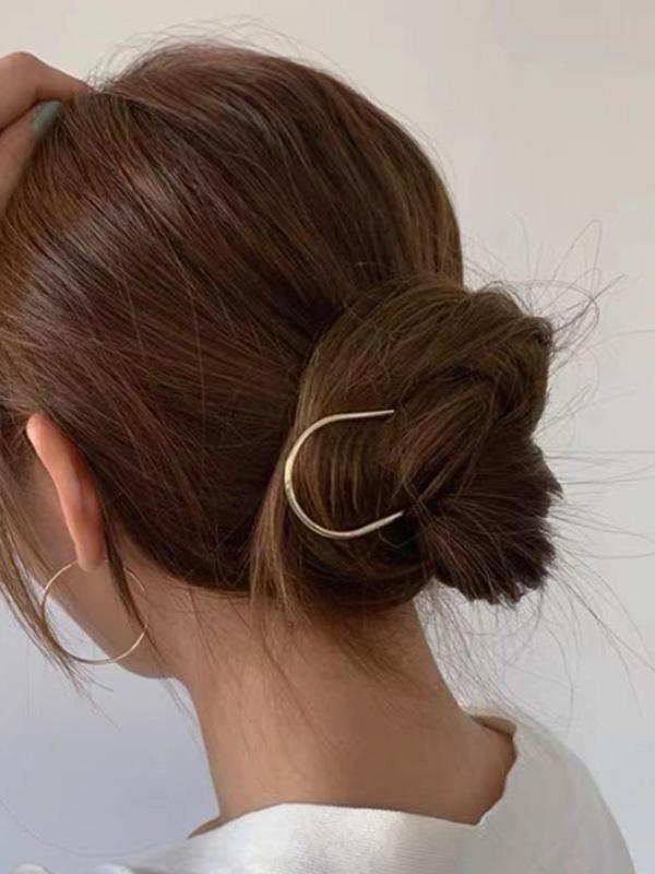 Women's Simple Style Plain Color Hair Pin, Casual Trendy U Shaped Hair Pin, Hair Accessories For Party & Daily Use