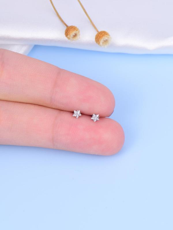 2pcs set Unisex Rhinestone Decorated Nose Studs, Stainless Steel Nose Ring, Body Jewelry for Party & Daily Clothing Decor