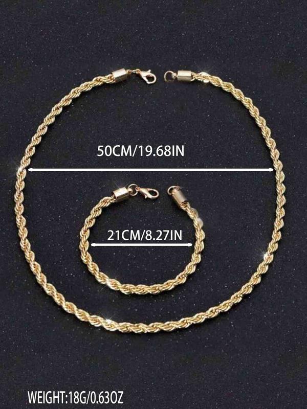 Men's Minimalist Twist Chain Design Bracelet & Necklace, Fashion Jewelry for Party, Daily Clothing Decor, Trendy All-match & Exquisite Jewelry for Birthday Gift