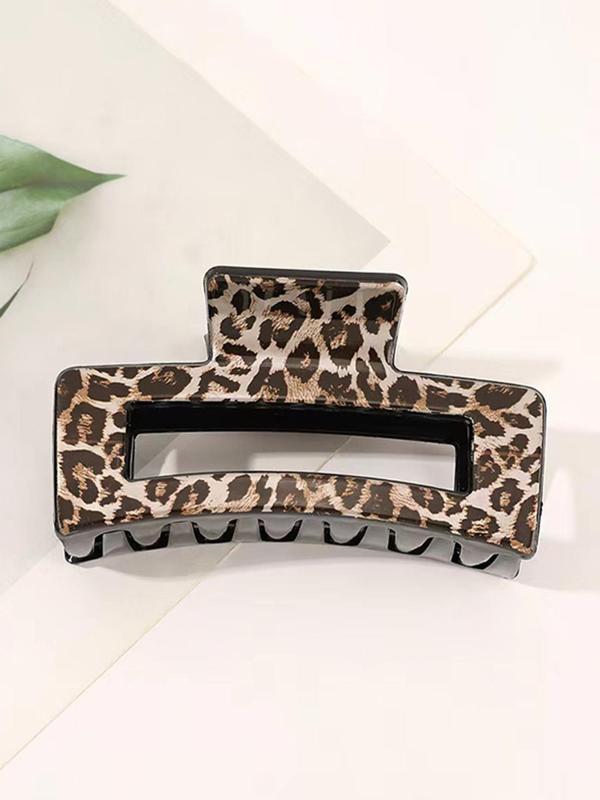 3pcs Fashion Leopard Pattern Hollow out Design Hair Claw for Women & Girls, Minimalist Headwear Suitable for Thick Hair, Fashion Hair Accessories for Party, Daily Clothing Decor