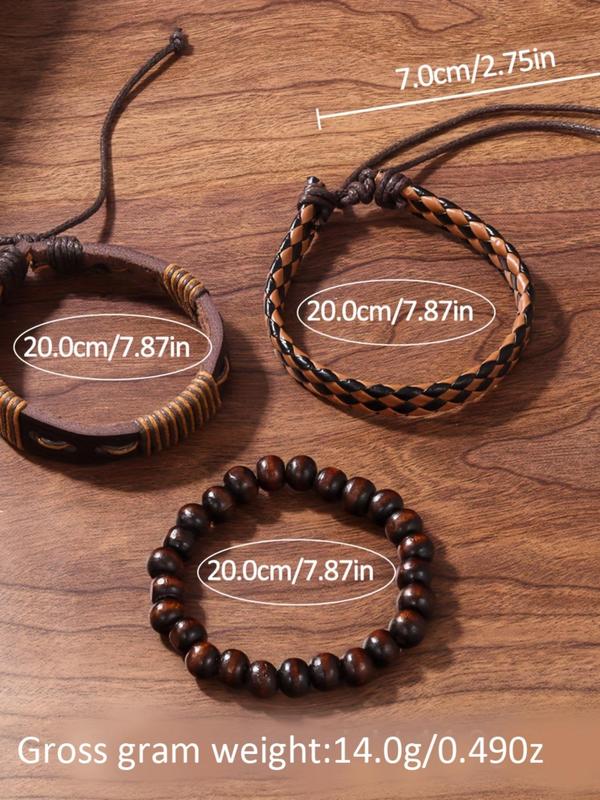 Men's Casual Round Dial Analog Quartz Watch & Braided Bracelet Set, Fashion Watch & Bracelet Set for Party, Daily Decor, Trendy All-match  Watch Set for Gift