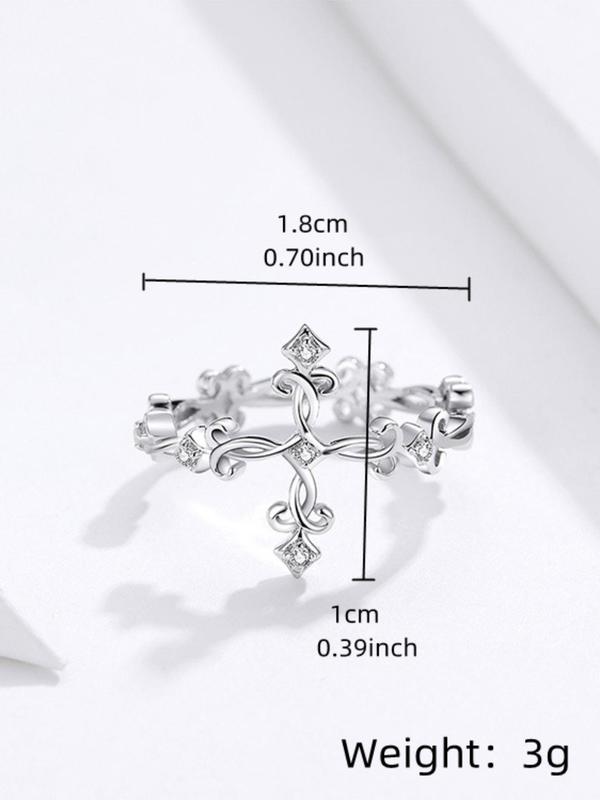 Fashion Easter Cross Promise Rings for Women, Rhinestone Inlaid Decor Engagement Ring, Trendy Elegant Vintage Jewelry for Wedding Party, Fashion Women Accessories As Gift