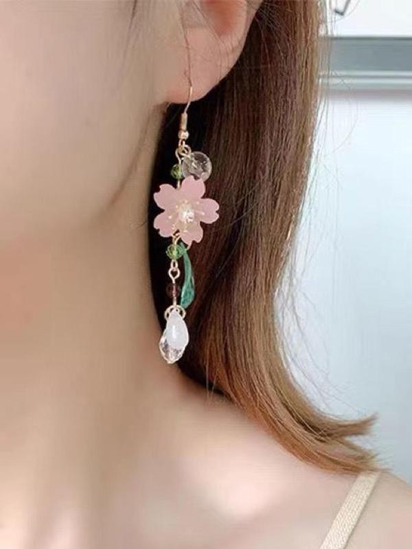 Flower & Leaf Design Dangle Earrings, Cute Fashion Jewelry for Women, Trendy All-match & Exquisite Jewelry for Birthday Gift