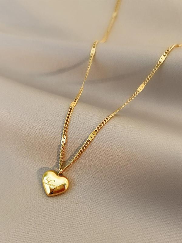 Summer Minimalist Casual Plain Heart Design Pendant Necklace For Women, Fashion Summer Jewelry For Women For Gift