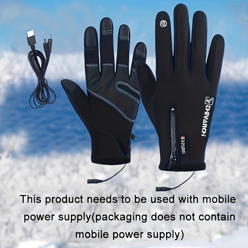 Unisex USB Electric Heating Gloves Black Short Anti-Slip Touch Screen Gloves Winter Warm And Coldproof Zipper Gloves Without Power Bank