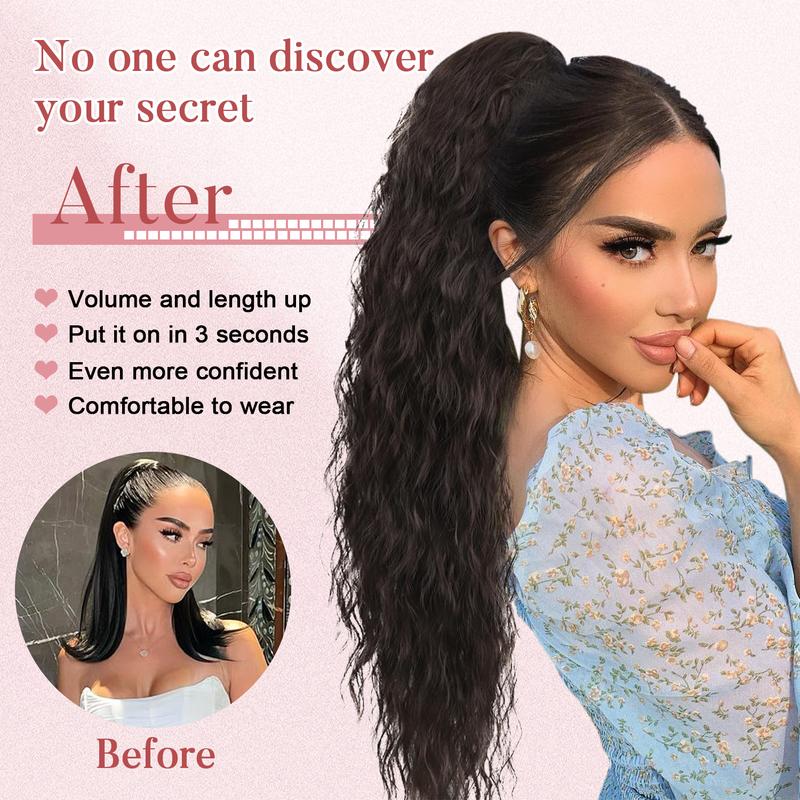 Fxmongyi 30 Inch Claw Long Wavy Ponytail Extension Curly Pony Tail Clip in Hair Extensions for Women Fluffy Natural Looking Synthetic Hairpiece for Daily Use