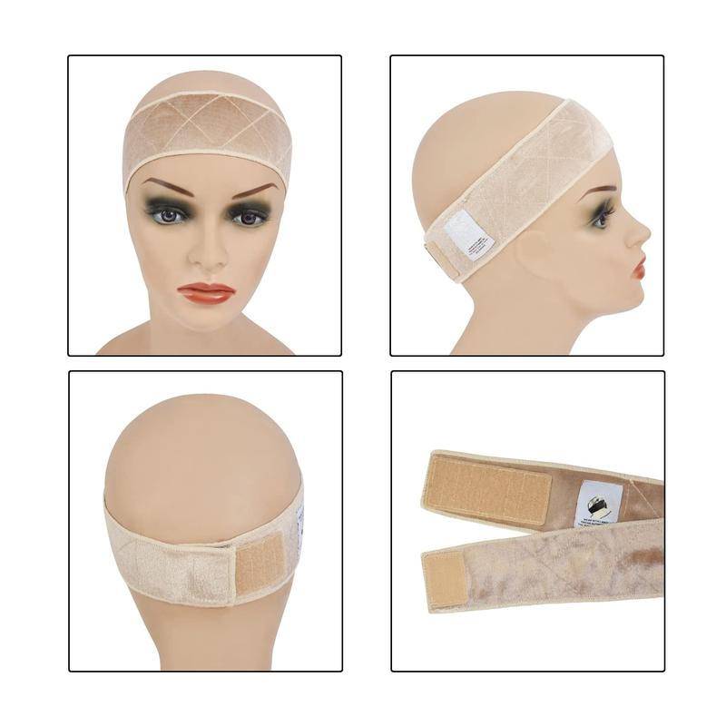 Wig Grip Headband Non-slip Wig Scarf Adjustable Wig Grip Band for Women Wigs (Beige)