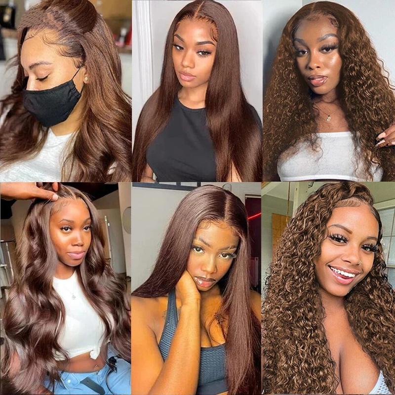 [Black Friday Big Sles]]Body Wave Chocolate Brown Lace Front Human Hair Wigs For Women 13x4 13x6 Hd Lace Frontal Wig Brazilian Human Hair Wig Ready To Wear 5x5 Glueless Wavy Brown Closure Hair Wig