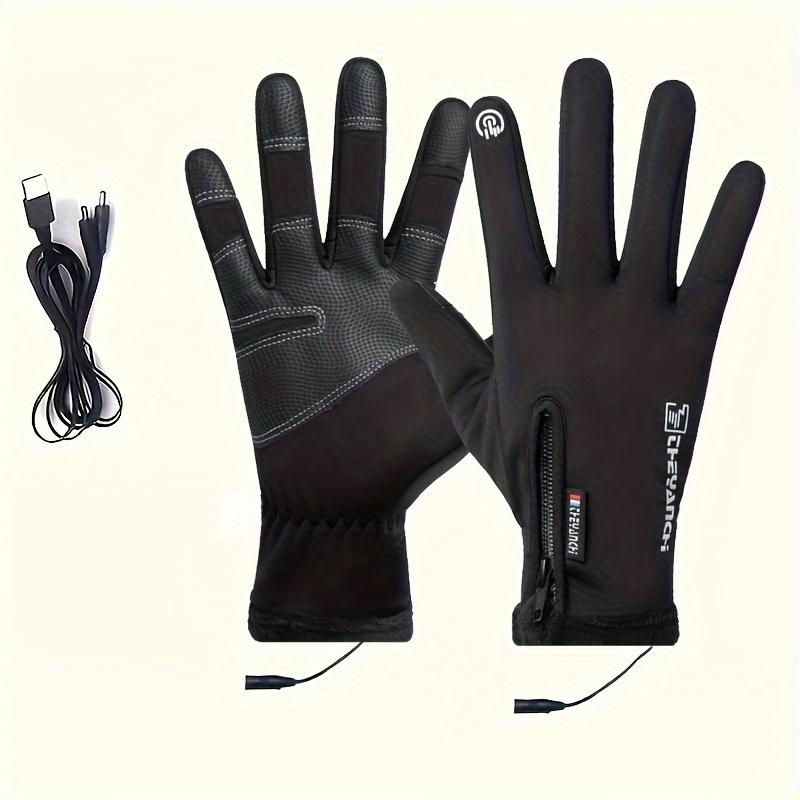 Unisex USB Electric Heating Gloves Black Short Anti-Slip Touch Screen Gloves Winter Warm And Coldproof Zipper Gloves Without Power Bank