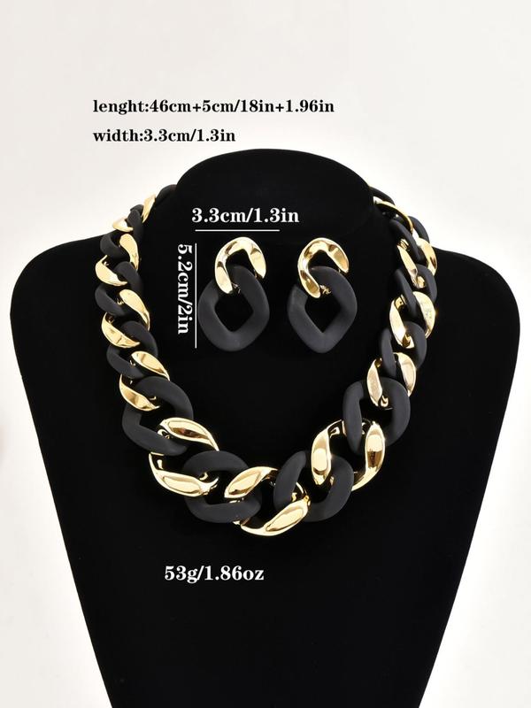 Fashionable Exaggerated Geometry Design Acrylic Chain Decor Jewelry Set, Fashion Jewelry for Party, Daily Clothing Decor, Trendy All-match & Exquisite Jewelry for Birthday Gift